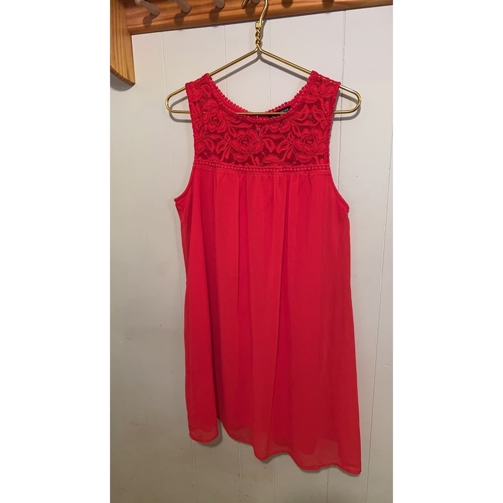 As‎ U Wish Red Sleeveless Lace Yoke Dress - XL